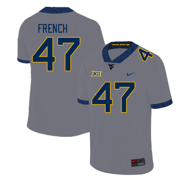 Men #47 Ty French West Virginia Mountaineers College Football Jerseys Stitched Sale-Grey
